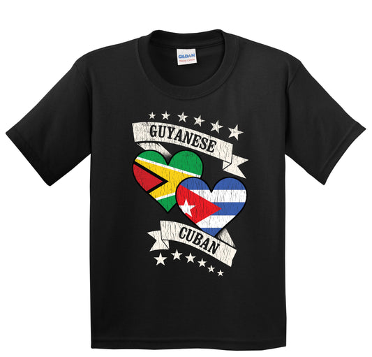 Guyanese Cuban Heart Flags Guyana Cuba Youth T-Shirt