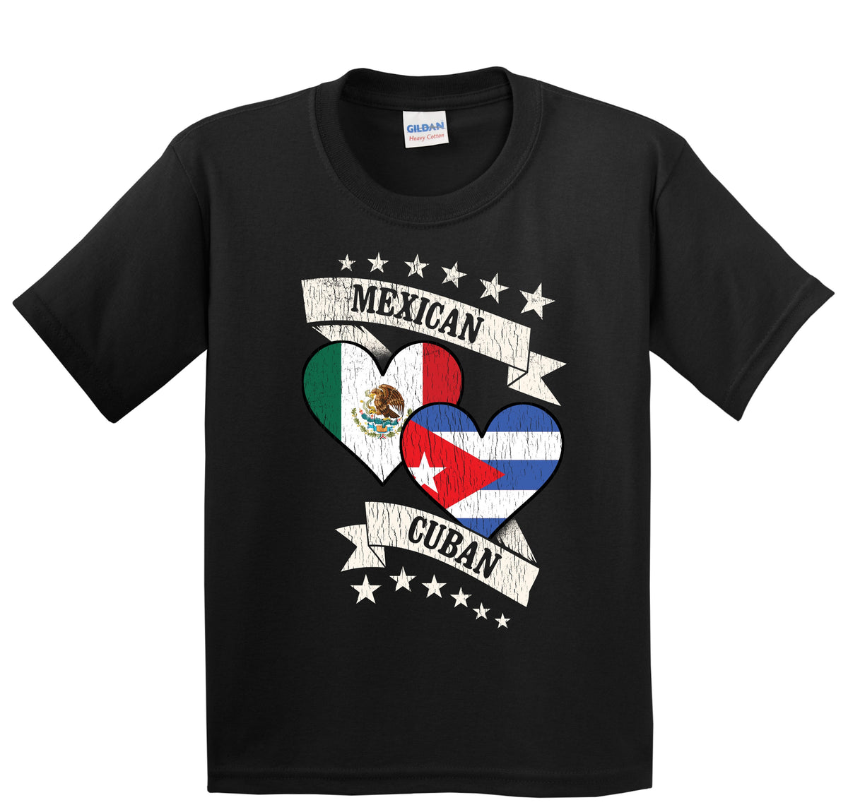 Mexican Cuban Heart Flags Mexico Cuba Youth T-Shirt