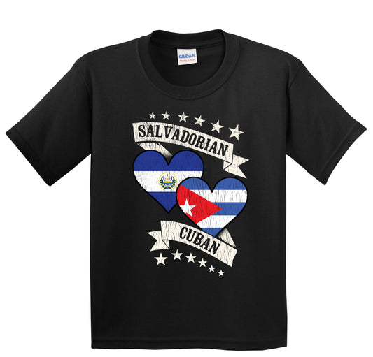 Salvadorian Cuban Heart Flags El Salvador Cuba Youth T-Shirt