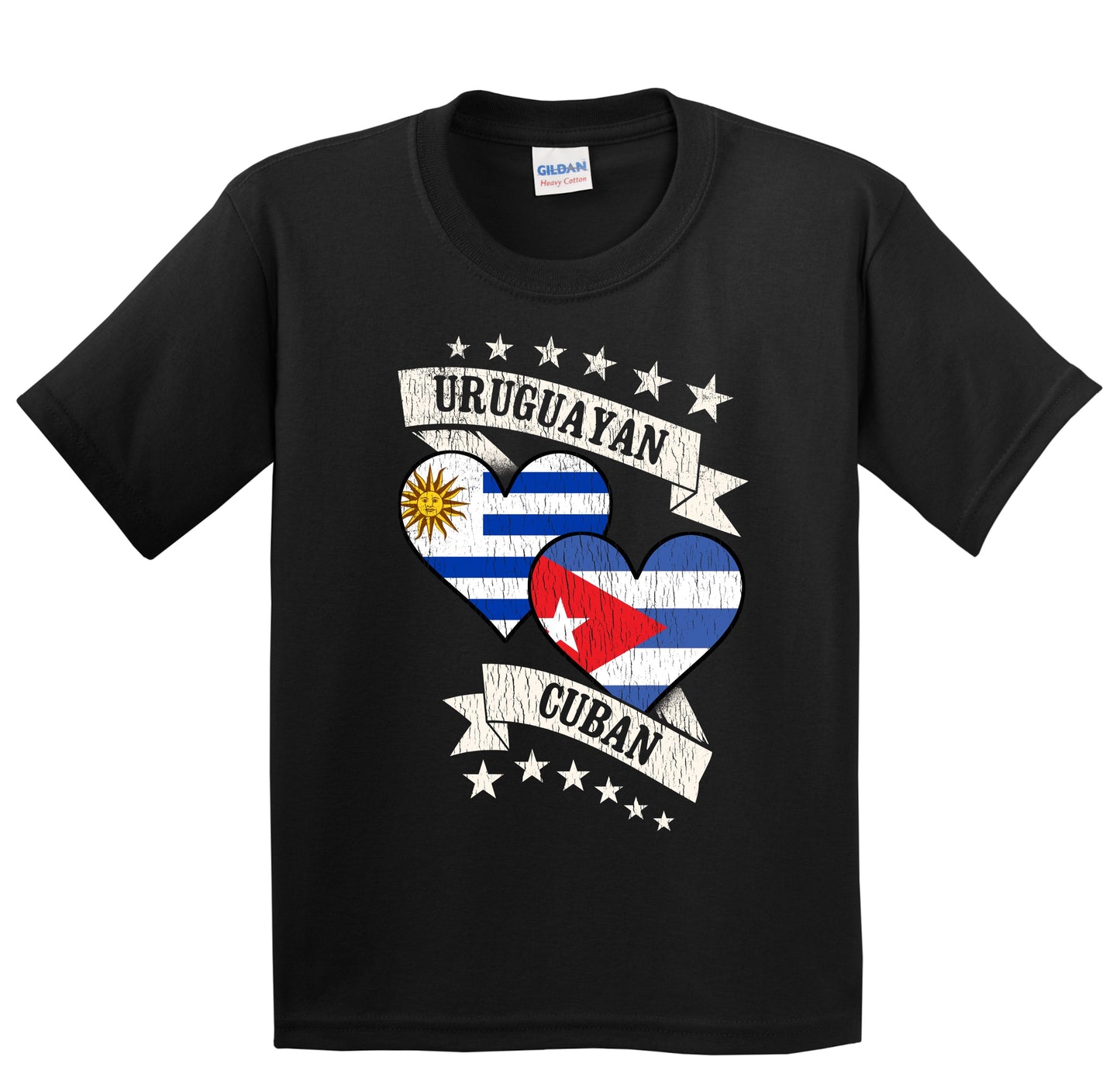 Uruguayan Cuban Heart Flags Uruguay Cuba Youth T-Shirt