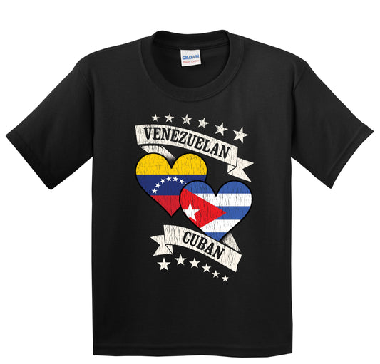 Venezuelan Cuban Heart Flags Venezuela Cuba Youth T-Shirt