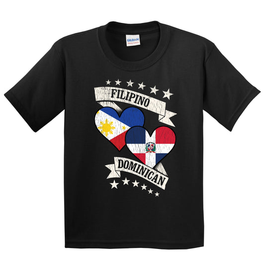 Filipino Dominican Heart Flags Philippines Dominican Republic Youth T-Shirt