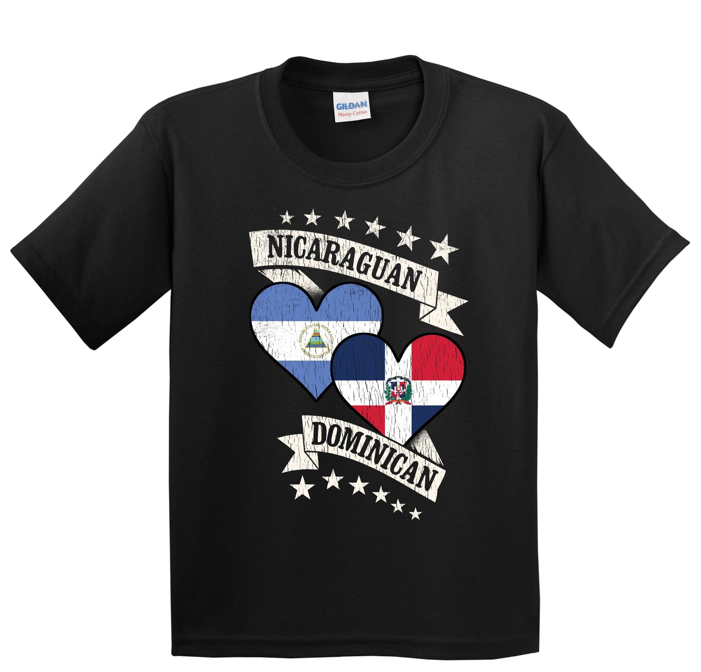 Nicaraguan Dominican Heart Flags Nicaragua Dominican Republic Youth T-Shirt