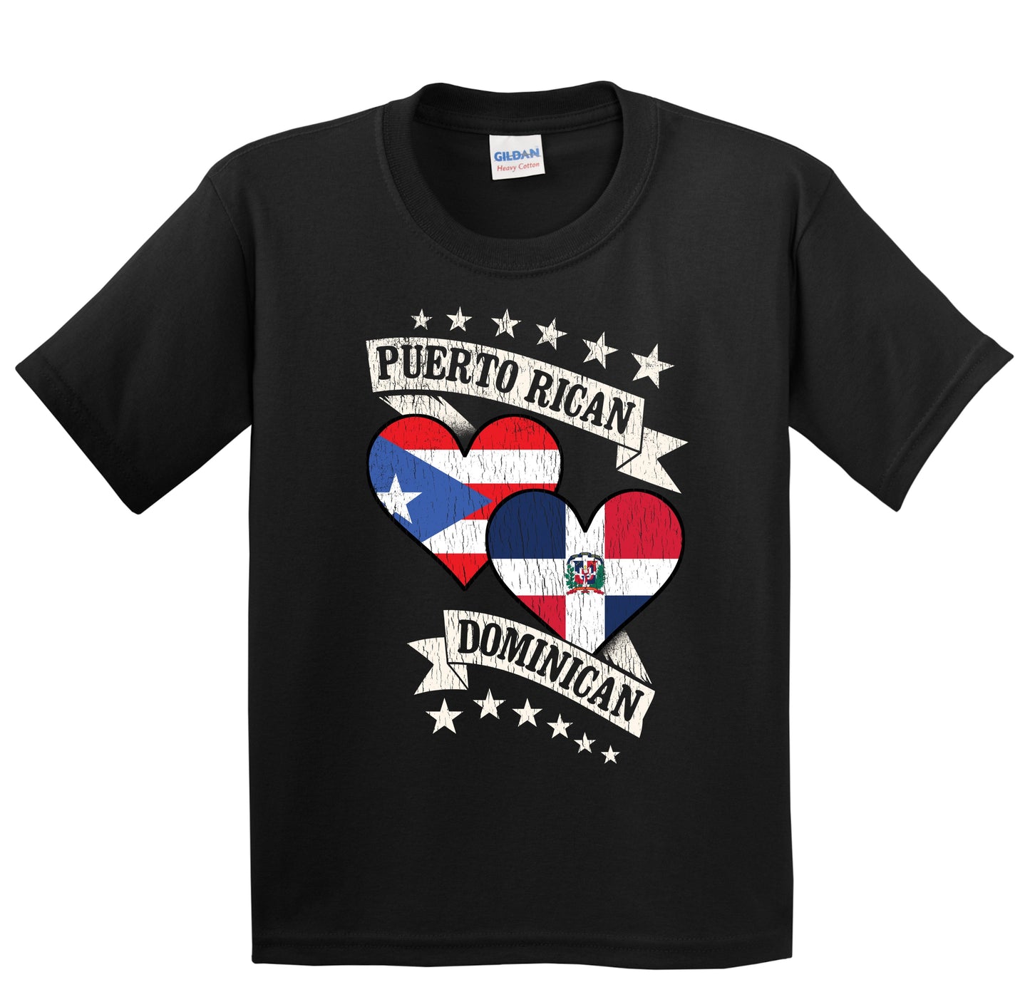 Puerto Rican Dominican Heart Flags Puerto Rico Dominican Republic Youth T-Shirt