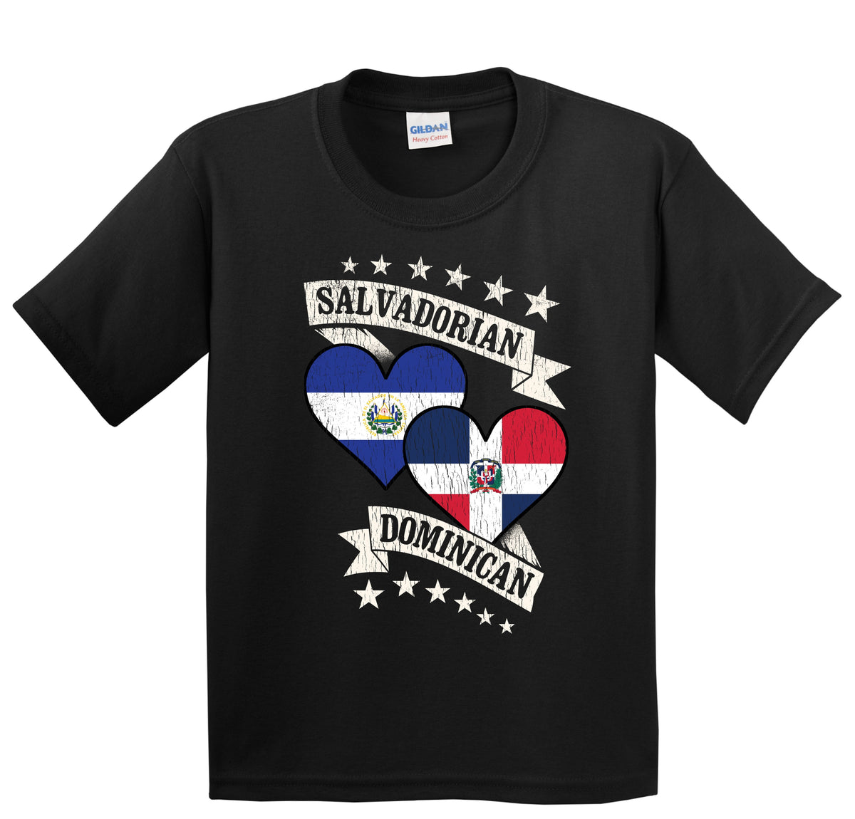 Salvadorian Dominican Heart Flags El Salvador Dominican Republic Youth T-Shirt
