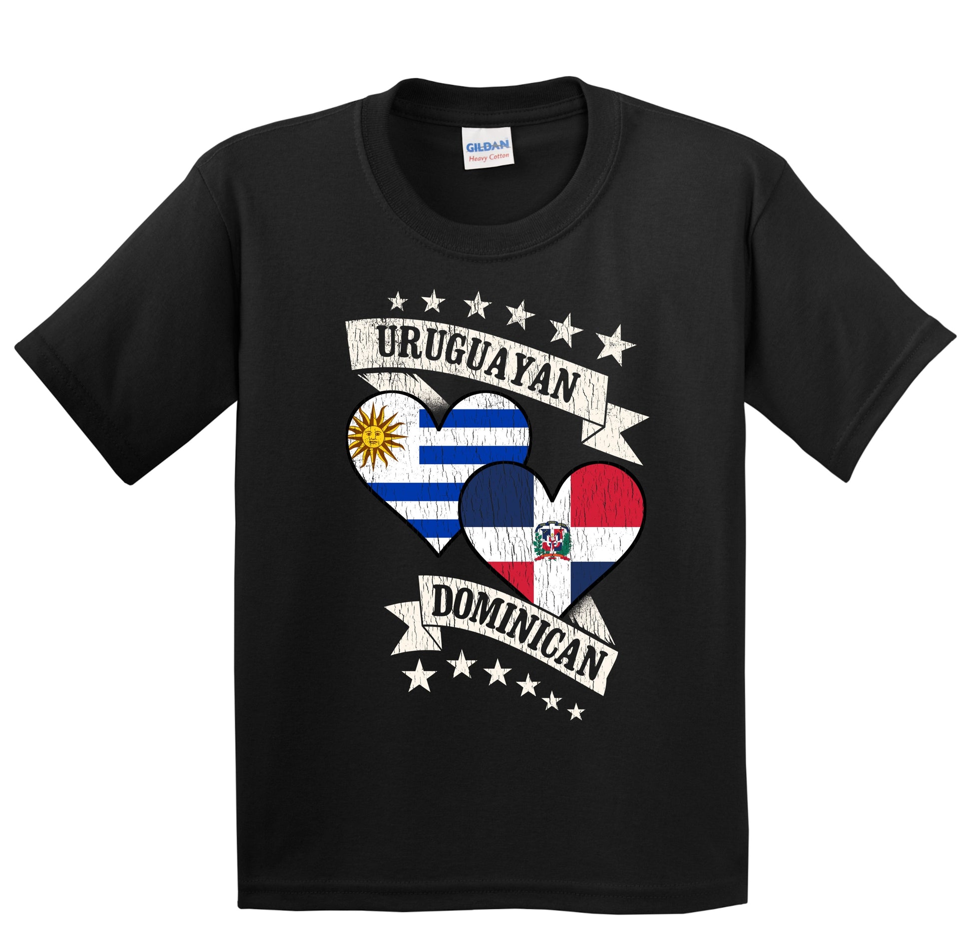 Uruguayan Dominican Heart Flags Uruguay Dominican Republic Youth T-Shirt
