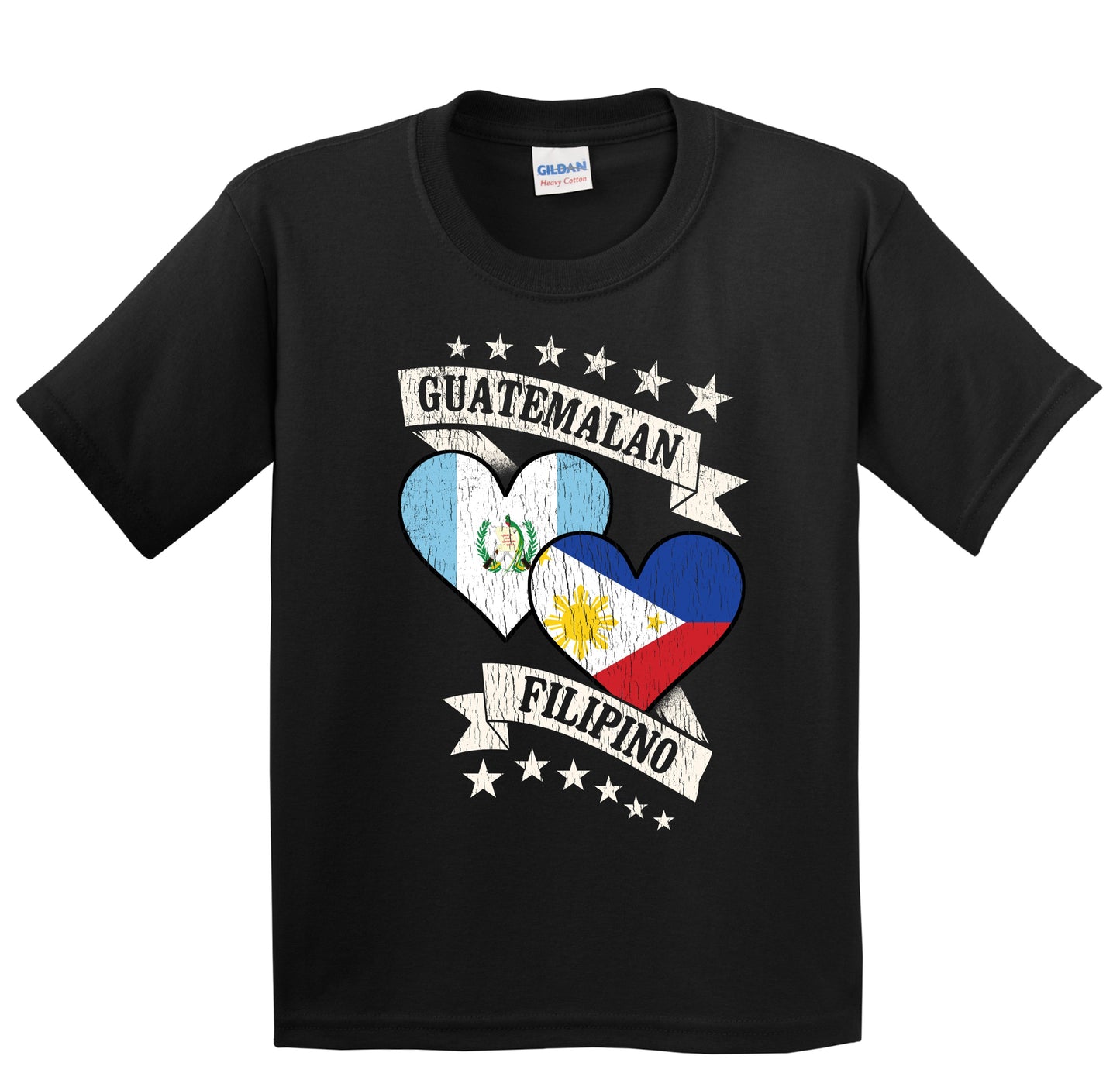 Guatemalan Filipino Heart Flags Guatemala Philippines Youth T-Shirt