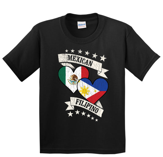 Mexican Filipino Heart Flags Mexico Philippines Youth T-Shirt
