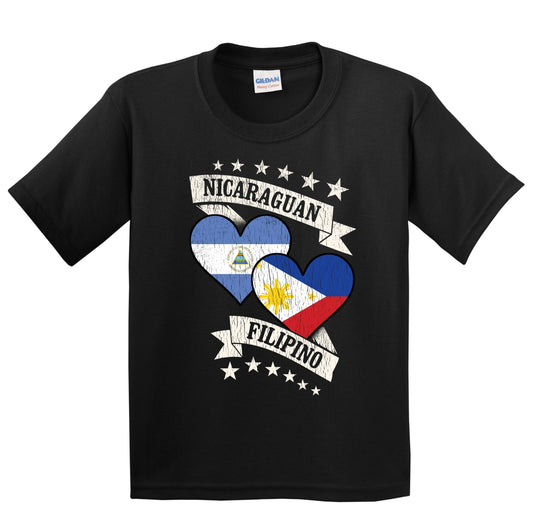 Nicaraguan Filipino Heart Flags Nicaragua Philippines Youth T-Shirt