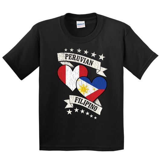 Peruvian Filipino Heart Flags Peru Philippines Youth T-Shirt