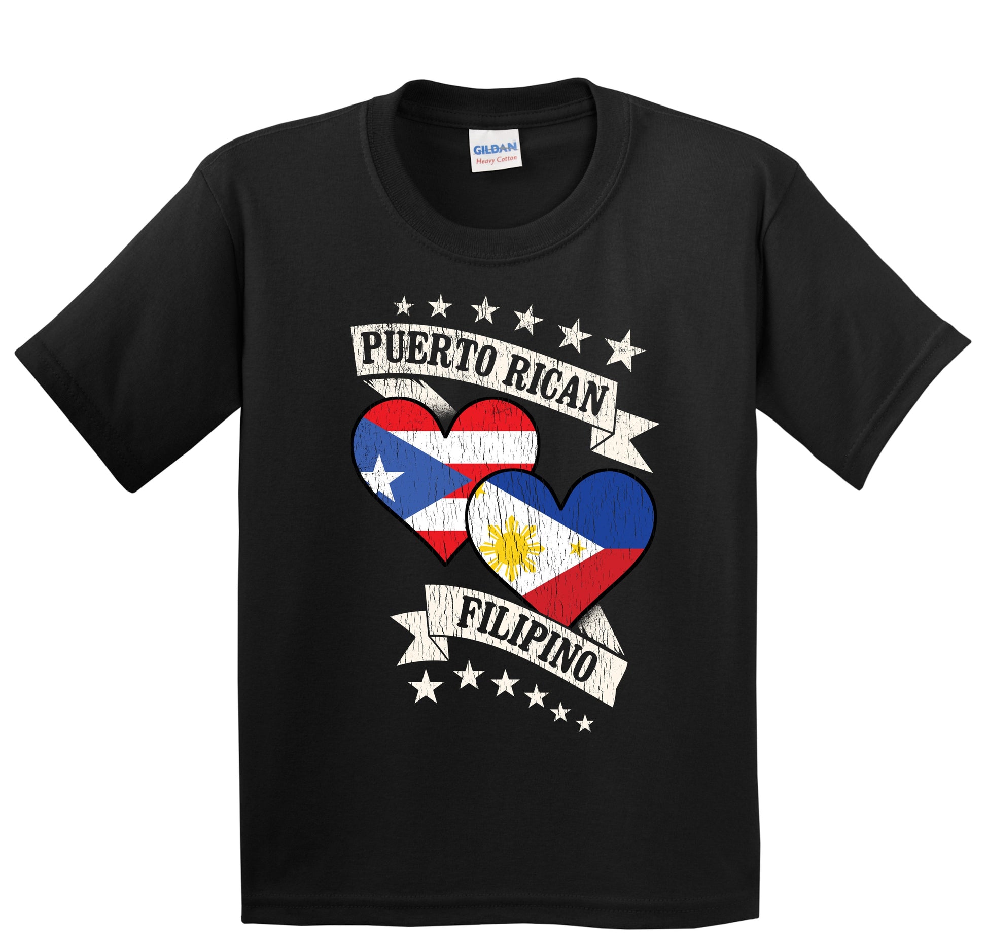 Puerto Rican Filipino Heart Flags Puerto Rico Philippines Youth T-Shirt