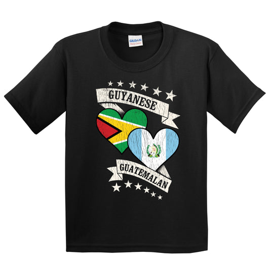 Guyanese Guatemalan Heart Flags Guyana Guatemala Youth T-Shirt