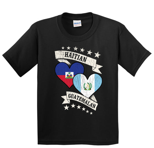 Haitian Guatemalan Heart Flags Haiti Guatemala Youth T-Shirt