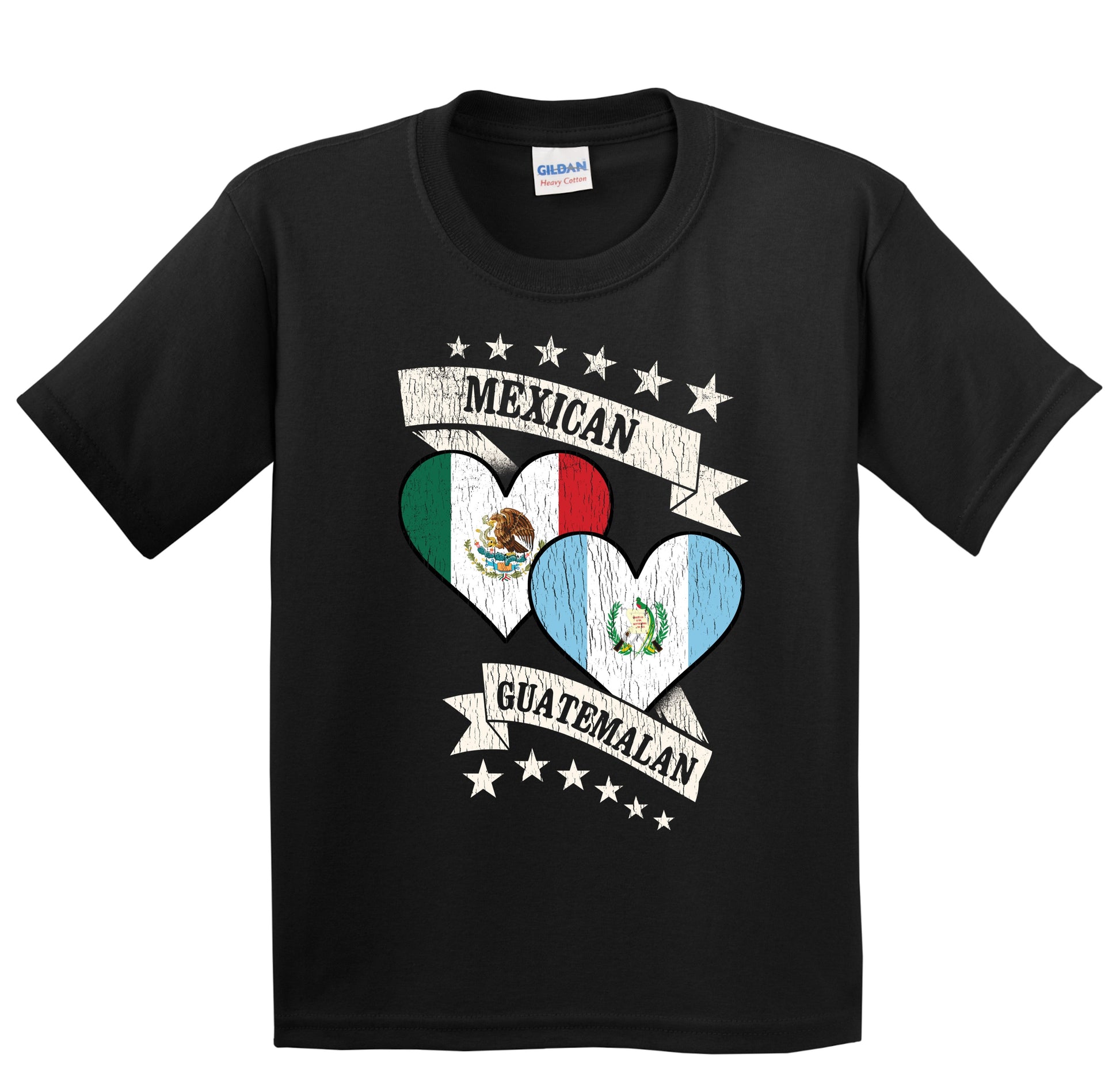 Mexican Guatemalan Heart Flags Mexico Guatemala Youth T-Shirt