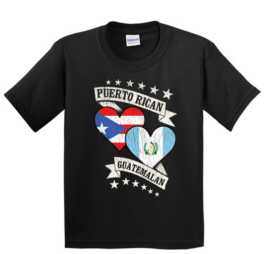Puerto Rican Guatemalan Heart Flags Puerto Rico Guatemala Youth T-Shirt