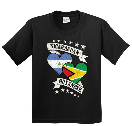 Nicaraguan Guyanese Heart Flags Nicaragua Guyana Youth T-Shirt