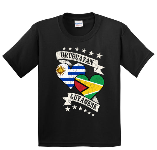 Uruguayan Guyanese Heart Flags Uruguay Guyana Youth T-Shirt