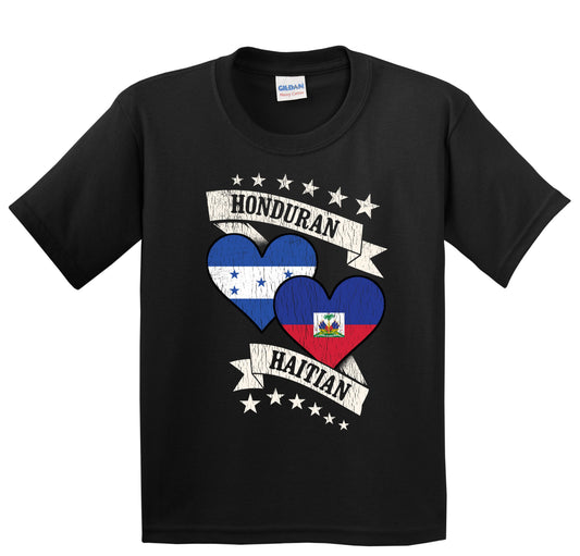 Honduran Haitian Heart Flags Honduras Haiti Youth T-Shirt