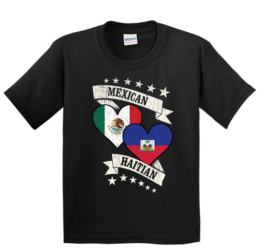 Mexican Haitian Heart Flags Mexico Haiti Youth T-Shirt