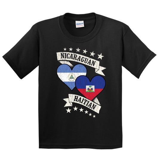 Nicaraguan Haitian Heart Flags Nicaragua Haiti Youth T-Shirt