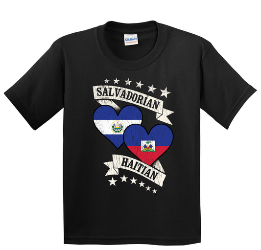 Salvadorian Haitian Heart Flags El Salvador Haiti Youth T-Shirt
