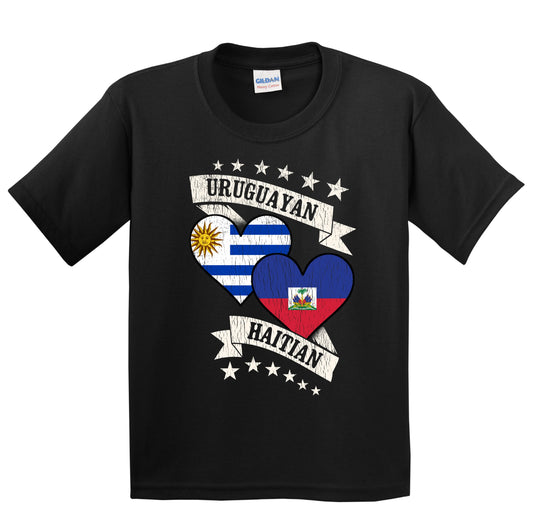 Uruguayan Haitian Heart Flags Uruguay Haiti Youth T-Shirt