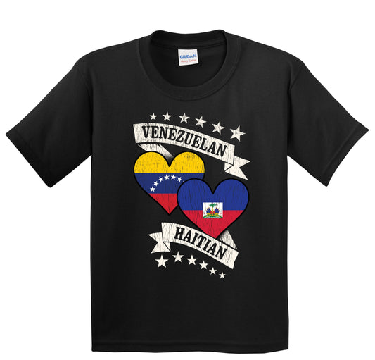 Venezuela Haitian Heart Flags Venezuela Haiti Youth T-Shirt