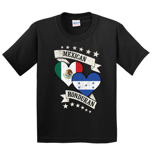 Mexican Honduran Heart Flags Mexico Honduras Youth T-Shirt