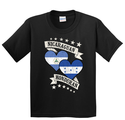 Nicaraguan Honduran Heart Flags Nicaragua Honduras Youth T-Shirt