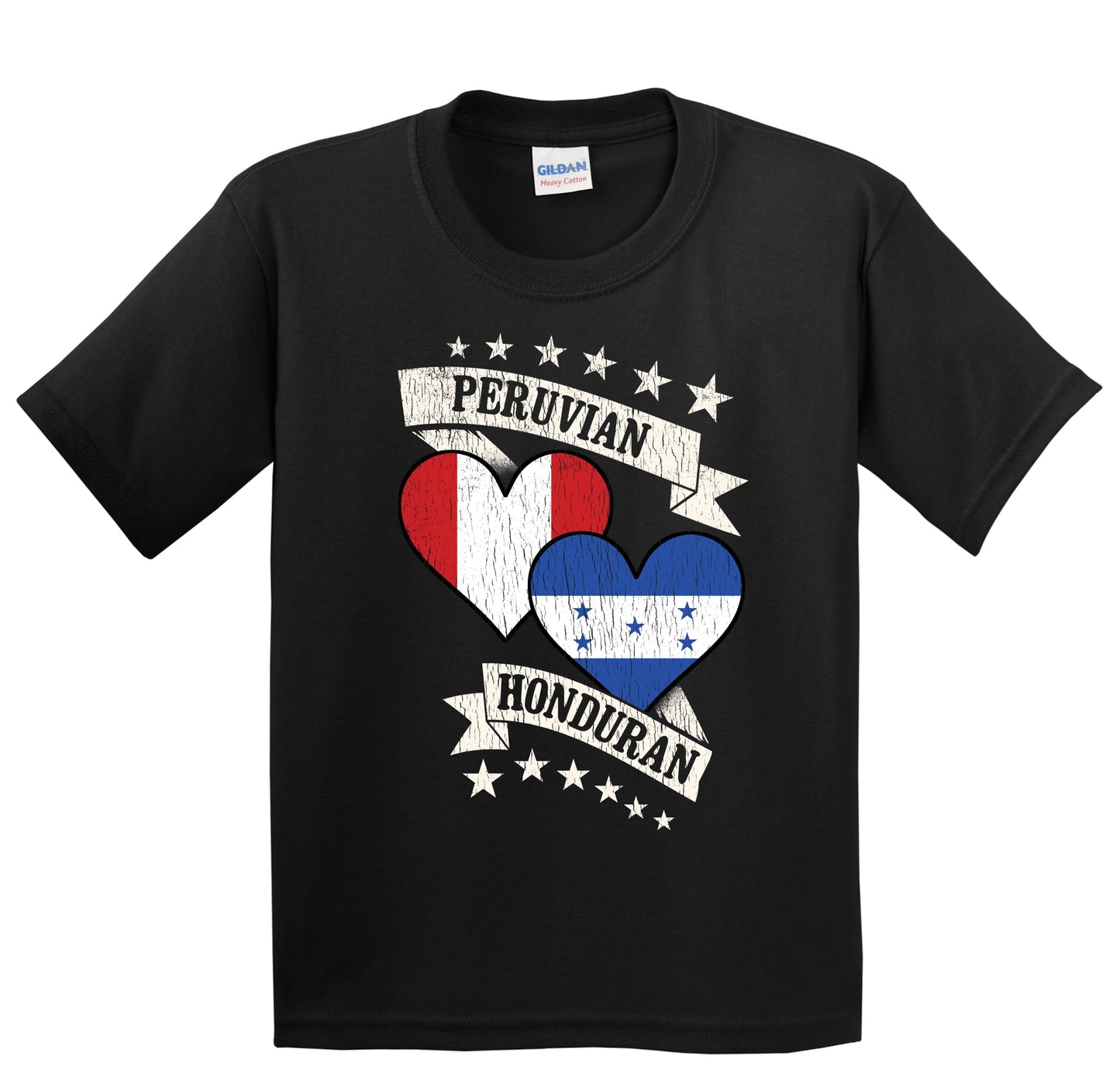 Peruvian Honduran Heart Flags Peru Honduras Youth T-Shirt