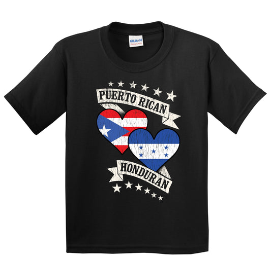 Puerto Rican Honduran Heart Flags Puerto Rico Honduras Youth T-Shirt