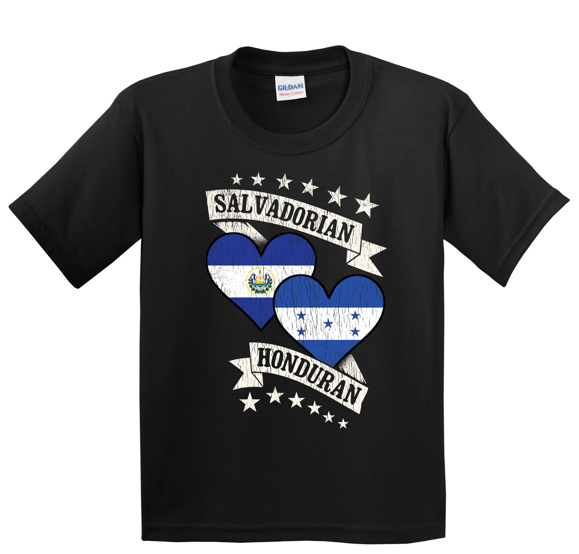 Salvadorian Honduran Heart Flags El Salvador Honduras Youth T-Shirt