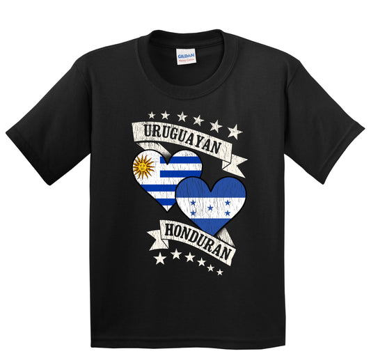 Uruguayan Honduran Heart Flags Uruguay Honduras Youth T-Shirt