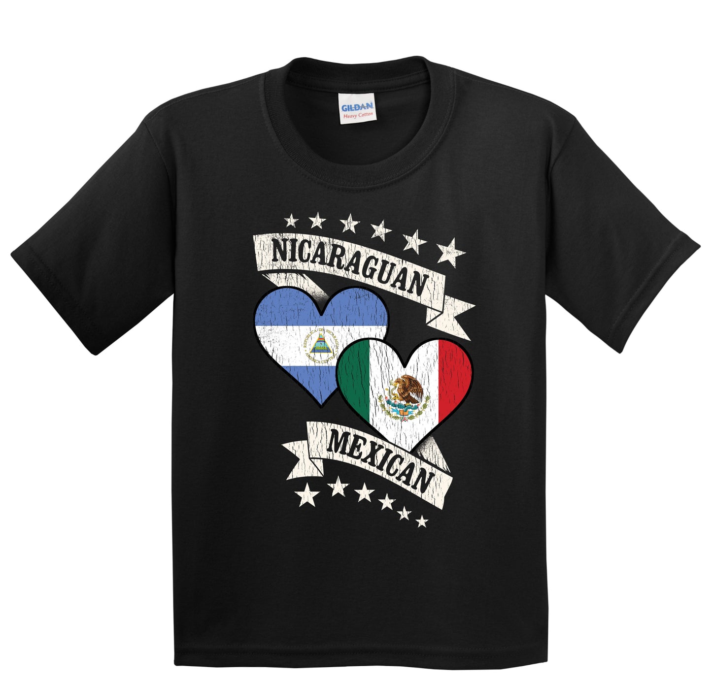 Nicaraguan Mexican Heart Flags Nicaragua Mexico Youth T-Shirt