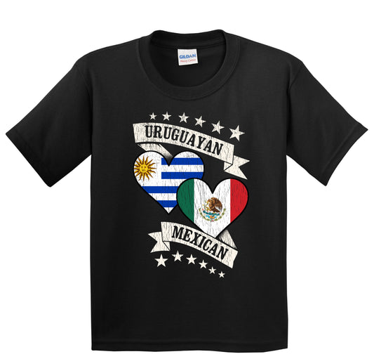 Uruguayan Mexican Heart Flags Uruguay Mexico Youth T-Shirt
