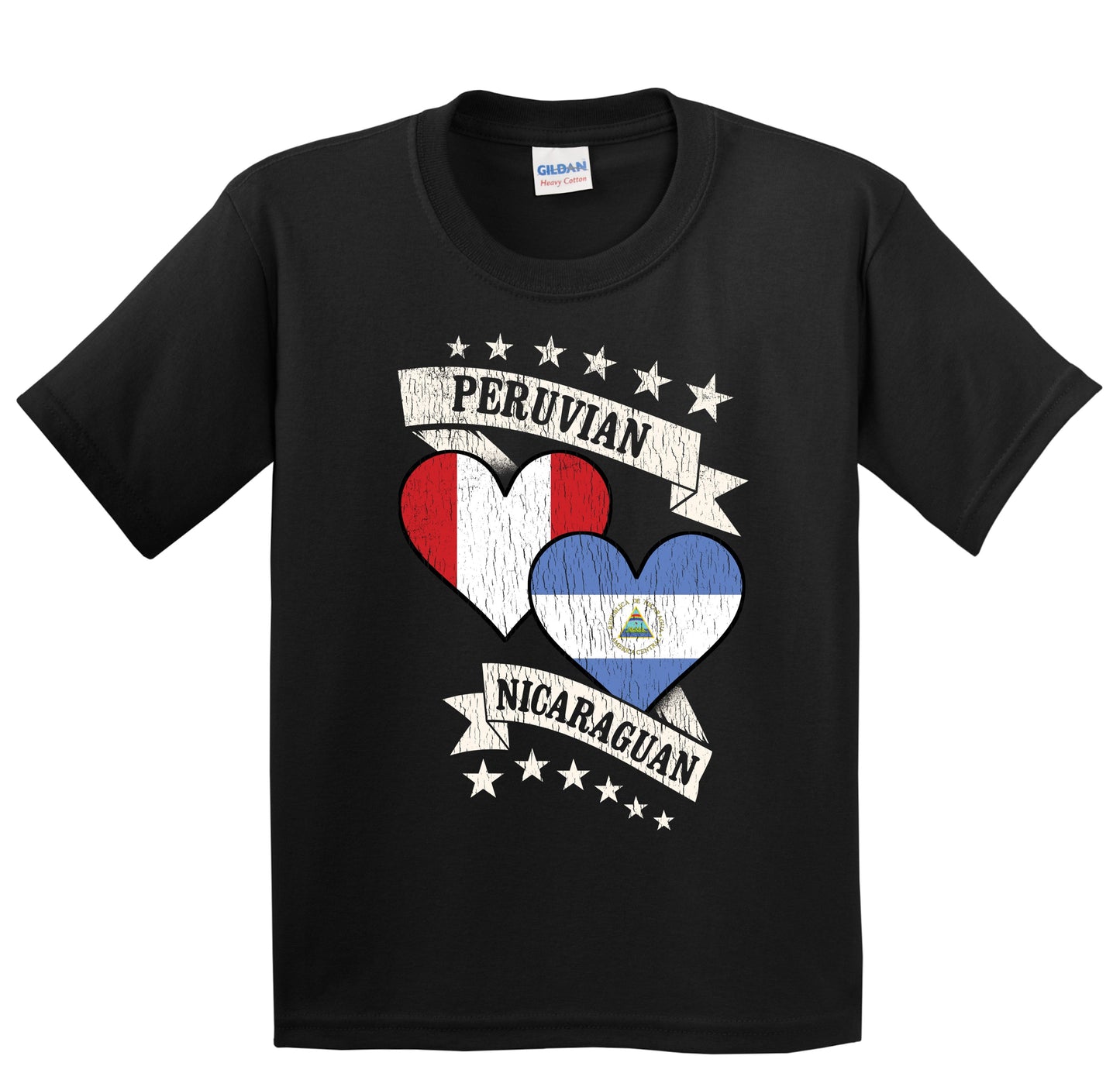 Peruvian Nicaraguan Heart Flags Peru Nicaragua Youth T-Shirt