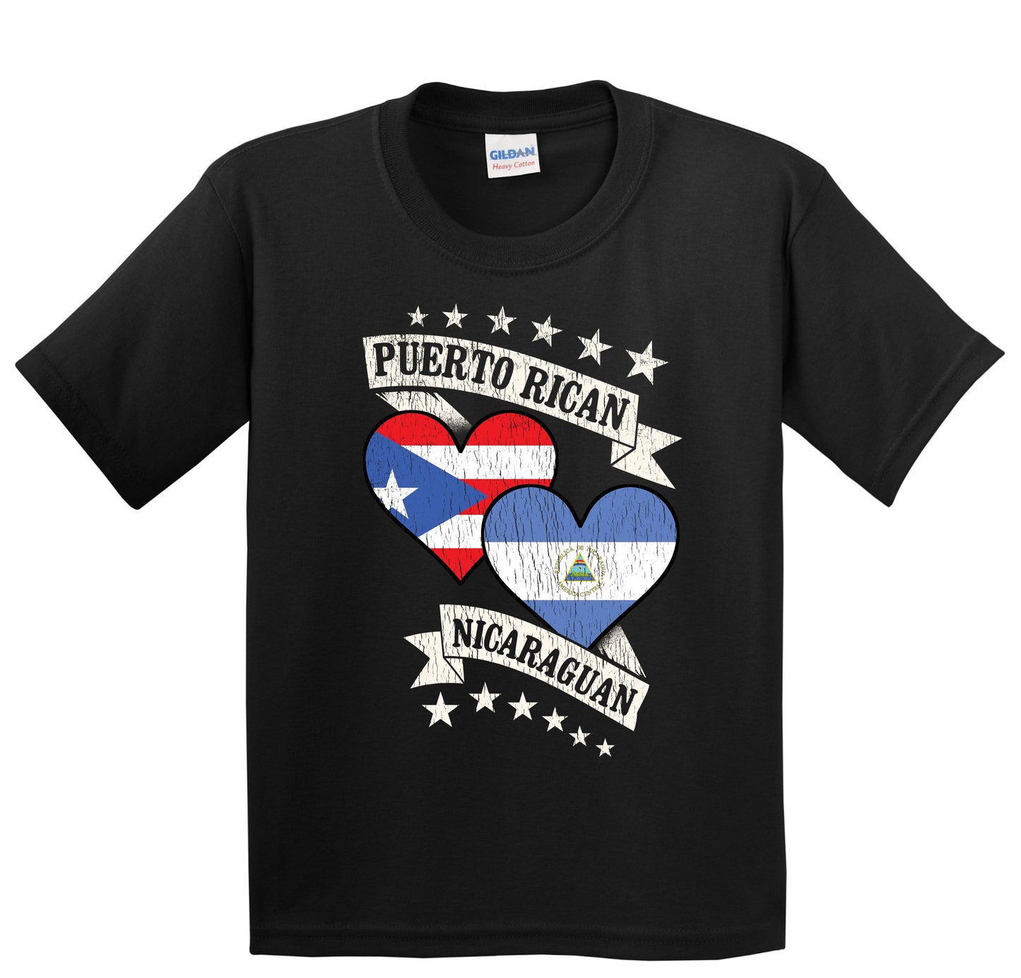 Puerto Rican Nicaraguan Heart Flags Puerto Rico Nicaragua Youth T-Shirt