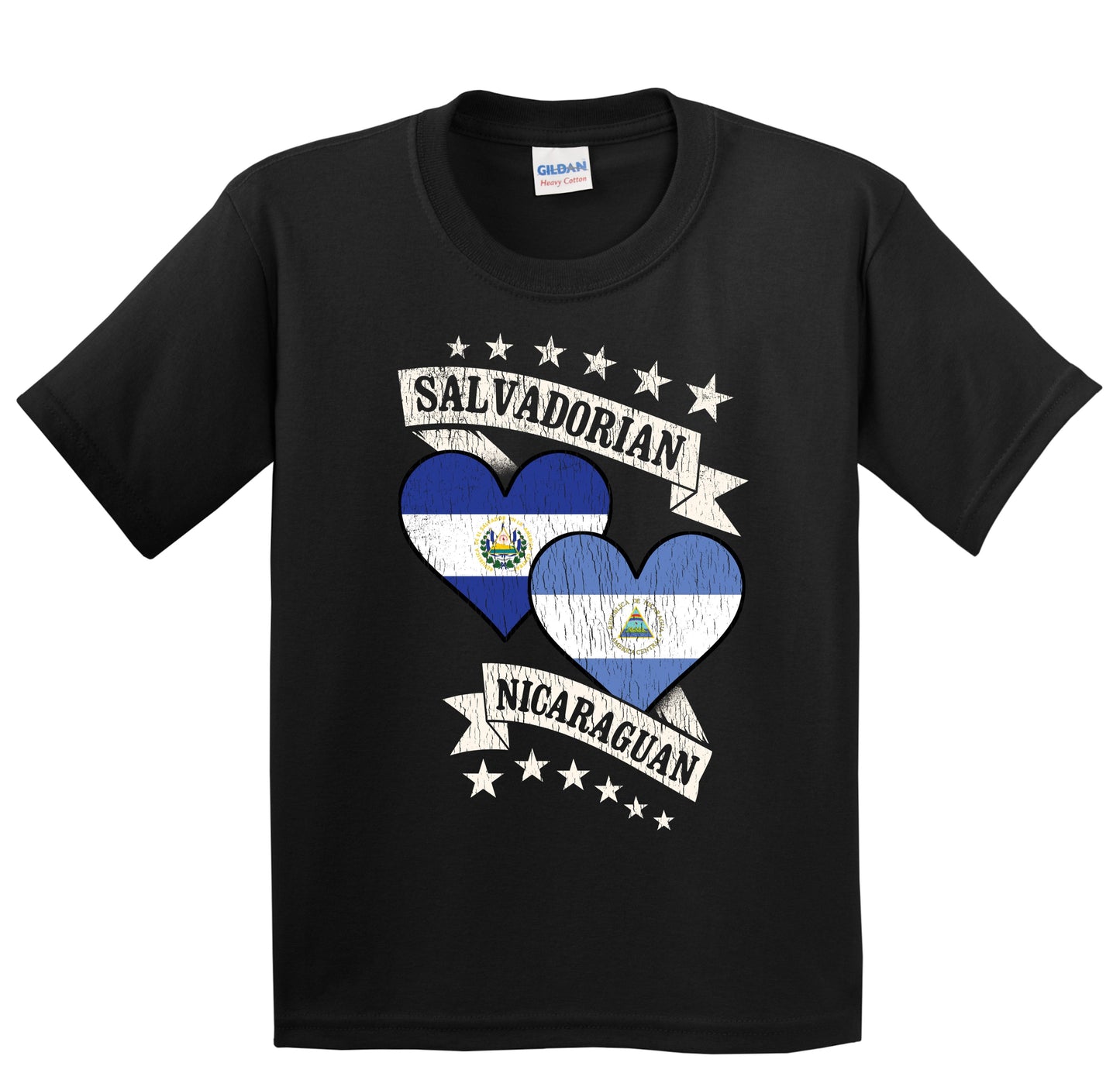 Salvadorian Nicaraguan Heart Flags El Salvador Nicaragua Youth T-Shirt