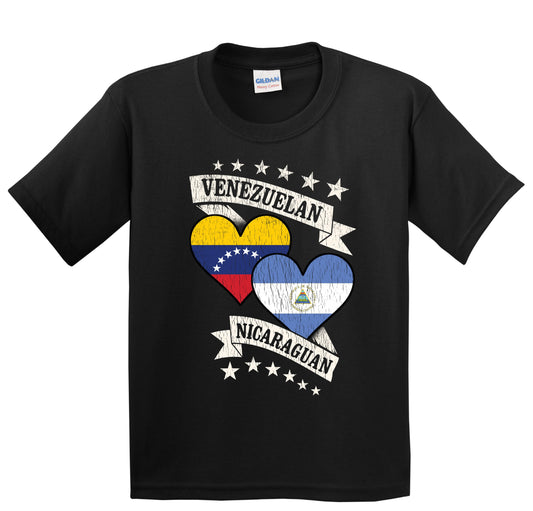 Venezuelan Nicaraguan Heart Flags Venezuela Nicaragua Youth T-Shirt