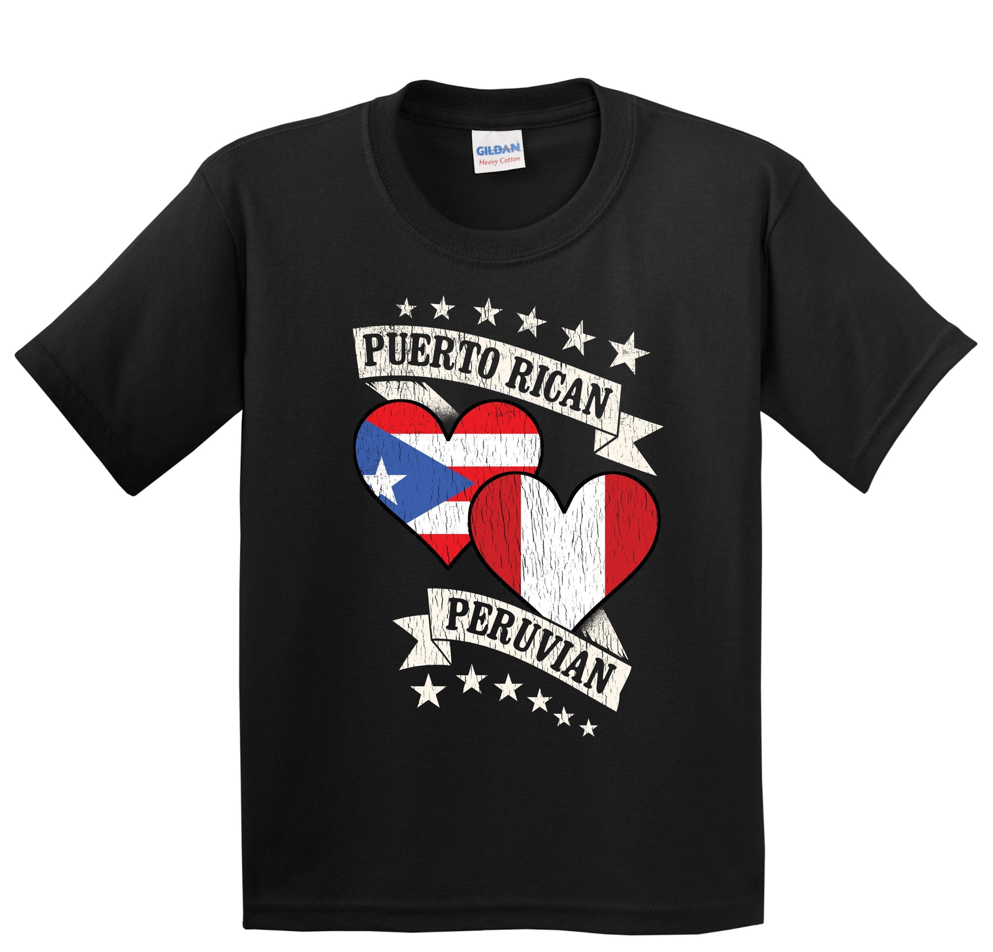 Puerto Rican Peruvian Heart Flags Puerto Rico Peru Youth T-Shirt