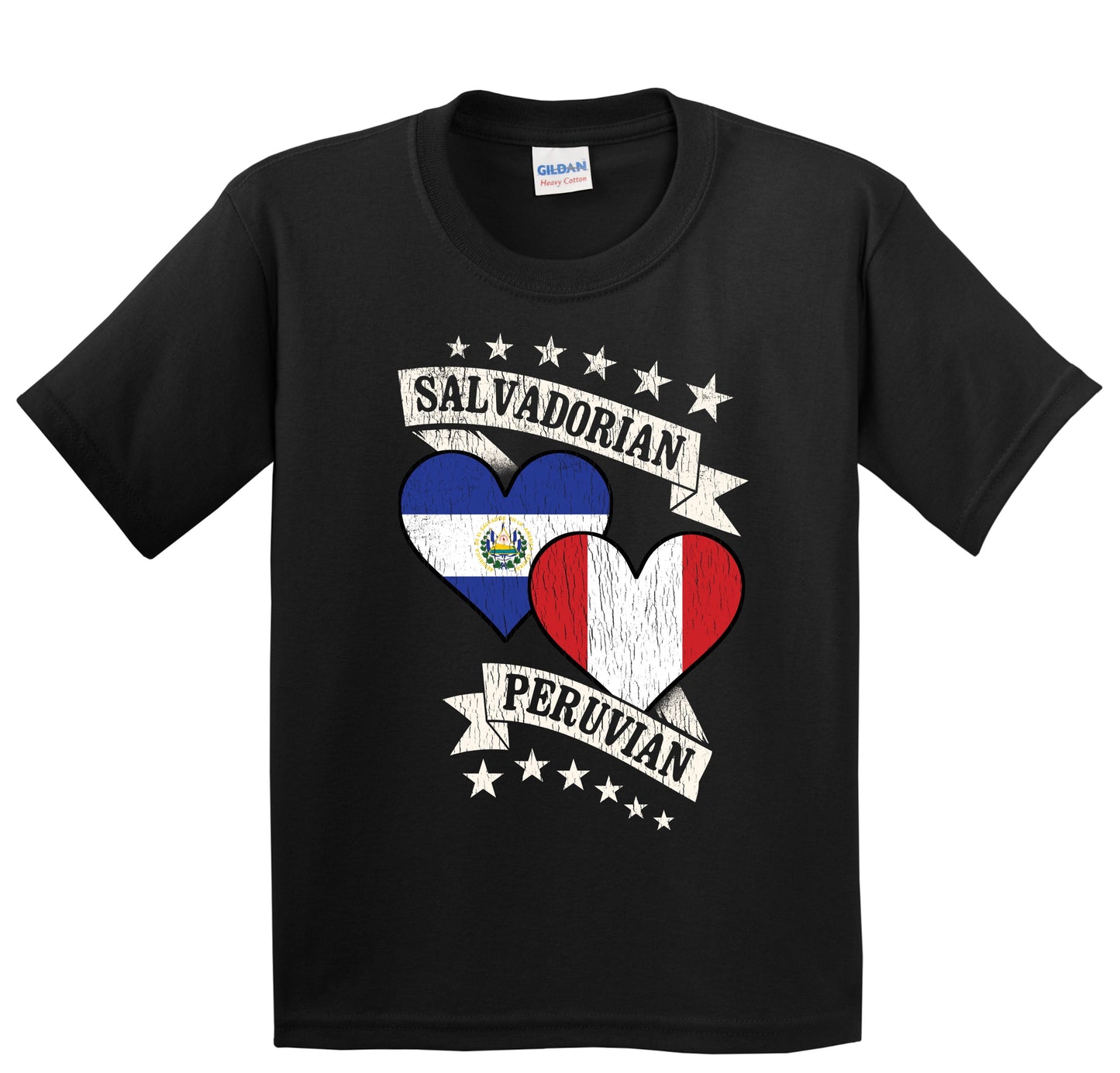 Salvadorian Peruvian Heart Flags El Salvador Peru Youth T-Shirt