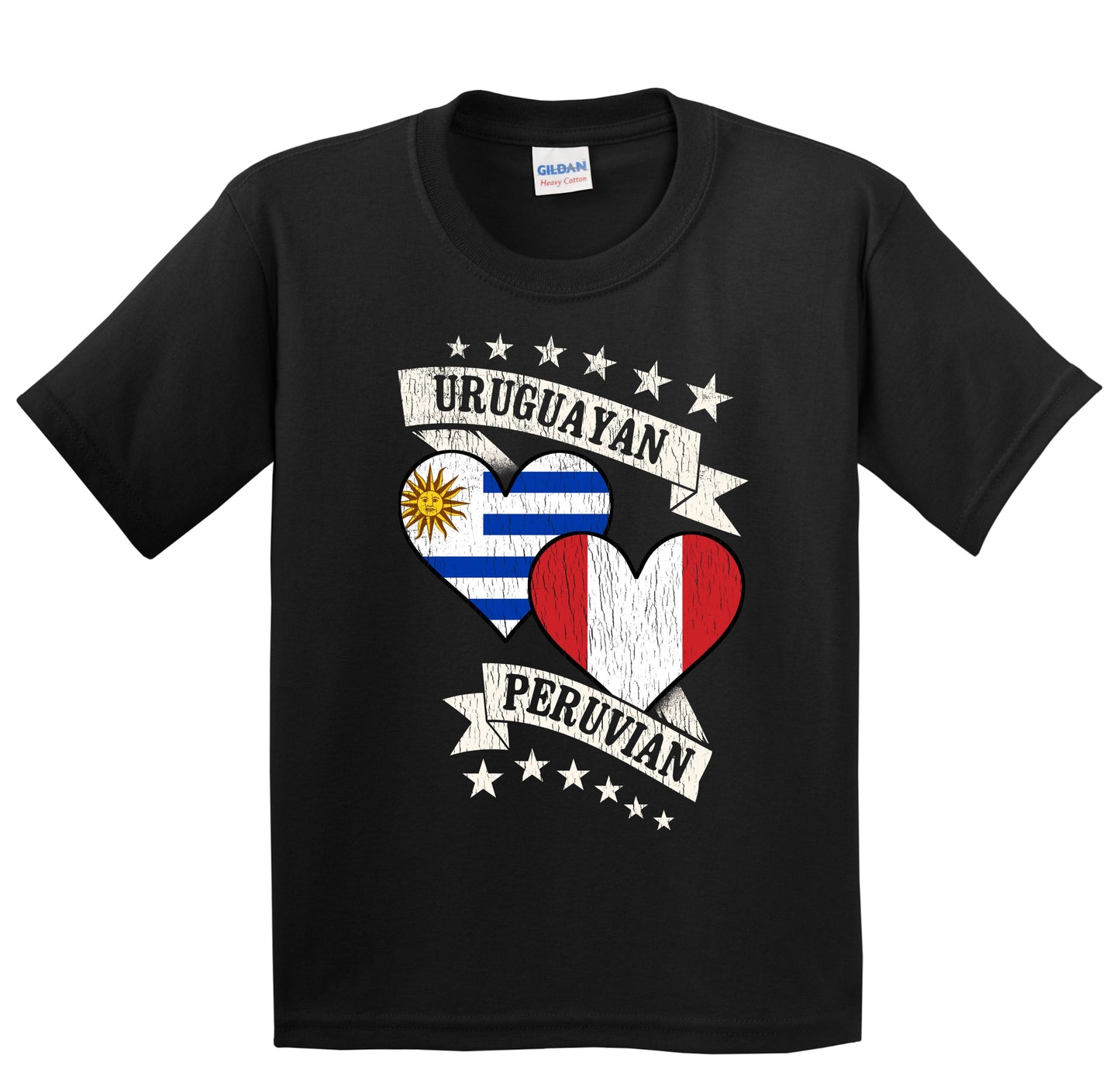 Uruguayan Peruvian Heart Flags Uruguay Peru Youth T-Shirt