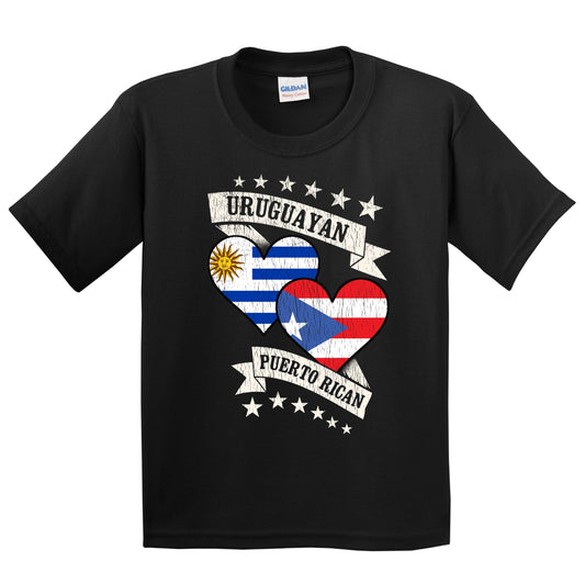 Uruguayan Puerto Rican Heart Flags Uruguay Puerto Rico Youth T-Shirt