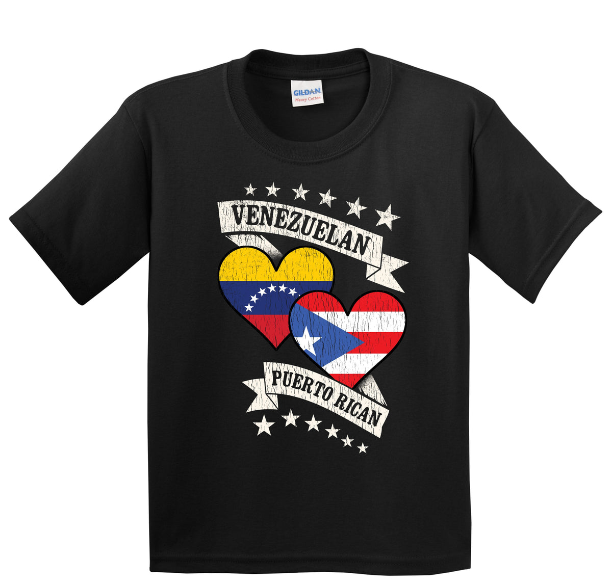 Venezuelan Puerto Rican Heart Flags Venezuela Puerto Rico Youth T-Shirt