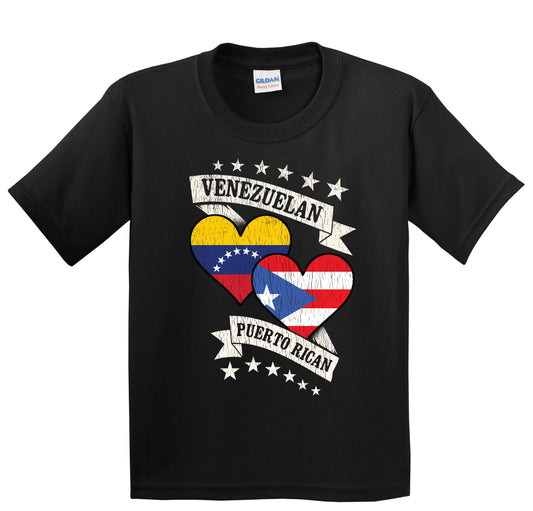 Venezuelan Puerto Rican Heart Flags Venezuela Puerto Rico Youth T-Shirt