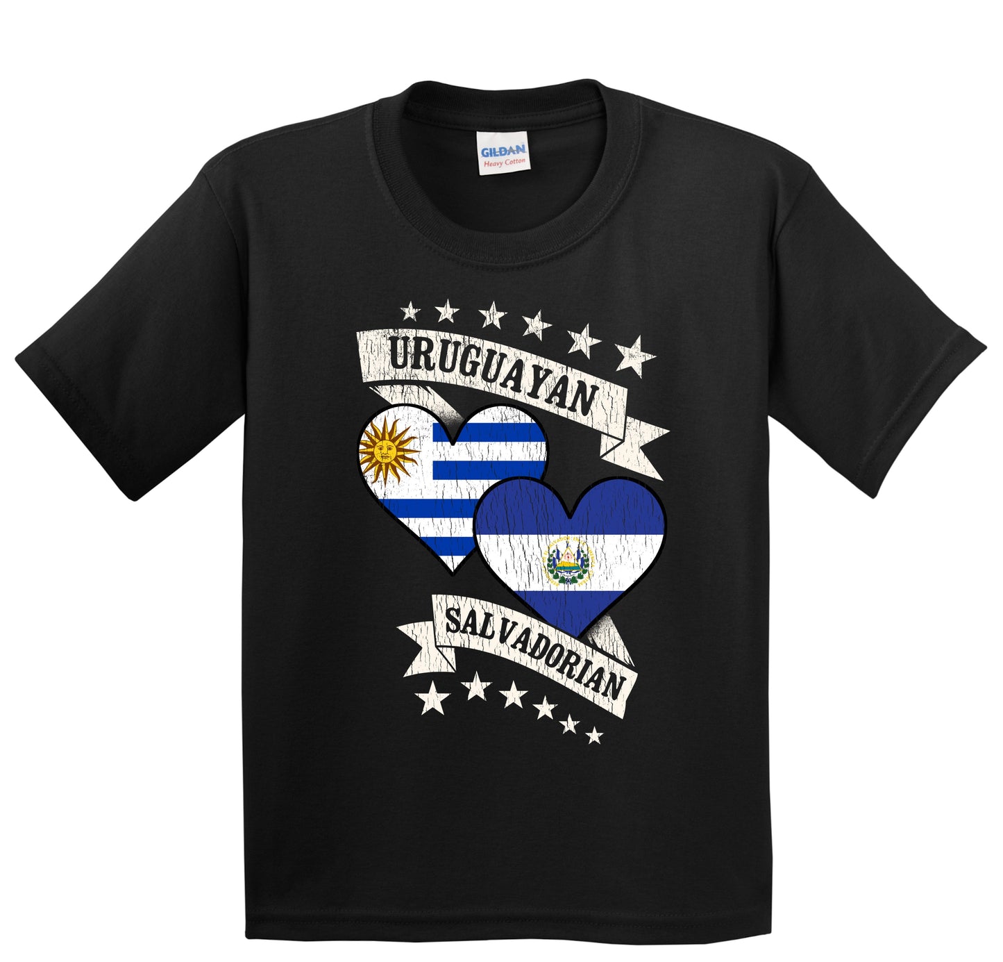 Uruguayan Salvadorian Heart Flags Uruguay El Salvador Youth T-Shirt