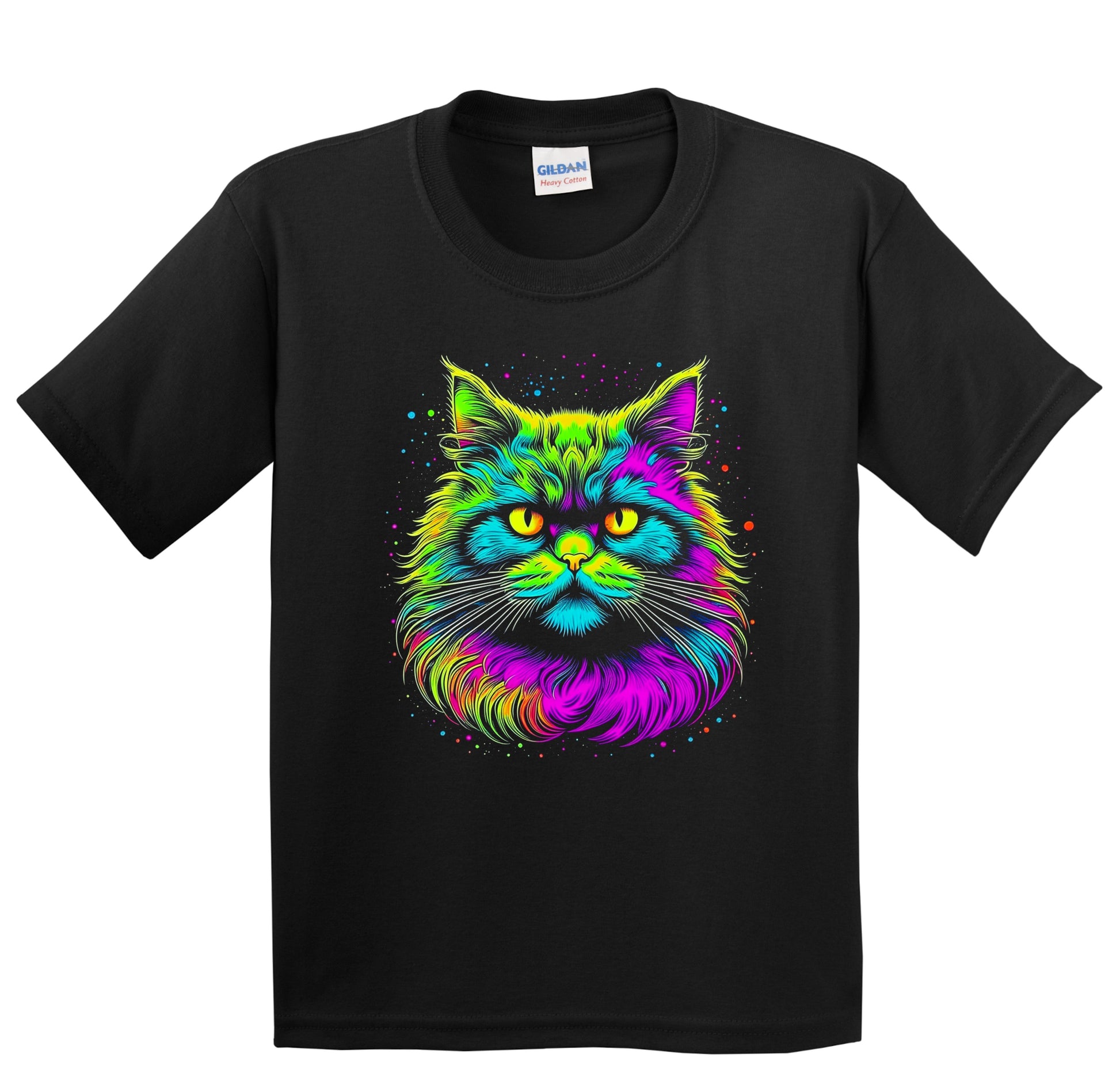 Colorful Bright Persian Cat Vibrant Psychedelic Cat Art Youth T-Shirt