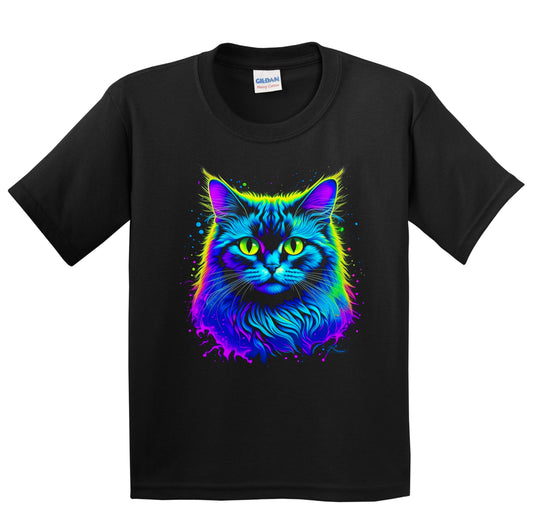 Colorful Bright Ragdoll Cat Vibrant Psychedelic Cat Art Youth T-Shirt