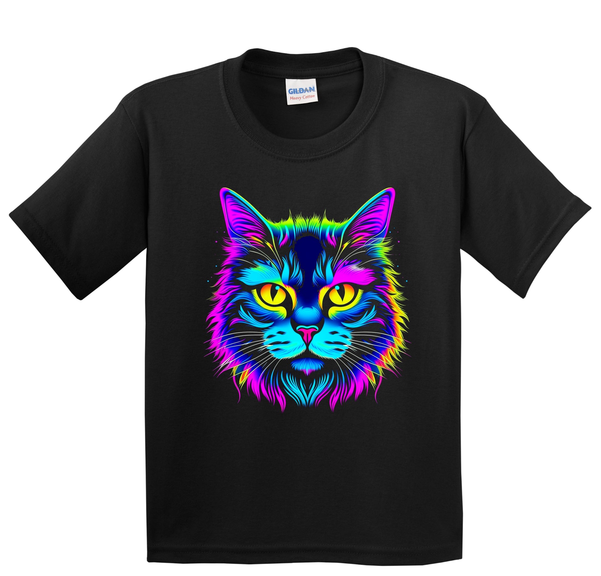 Colorful Bright Siberian Cat Vibrant Psychedelic Cat Art Youth T-Shirt