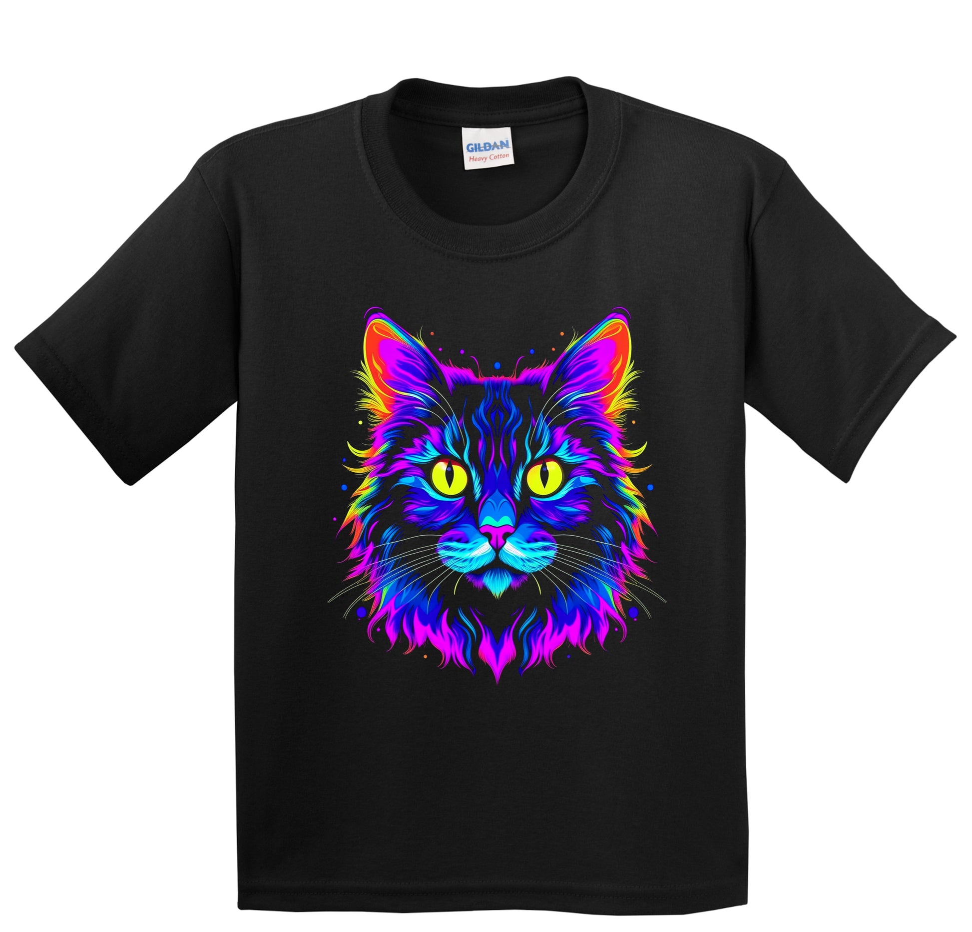 Colorful Bright Somali Cat Vibrant Psychedelic Cat Art Youth T-Shirt